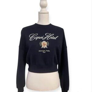 Abercrombie & Fitch Hotel Capri Hotel Graphic Sweatshirt Cropped Sz S Blue